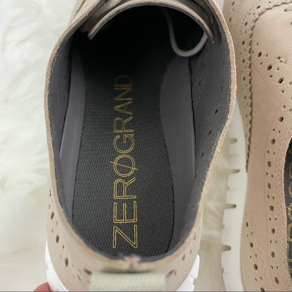 Cole Haan “Zerogrand” Wingtip Oxford Sneakers, Beige and White, Size 6.5 - Picture 5 of 8